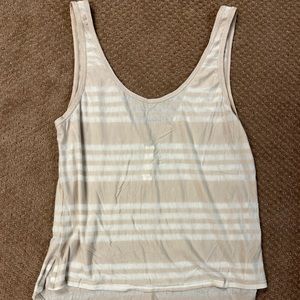 Lululemon Light Brown And White Silver Spoon Striped Singlet Tank Top 6